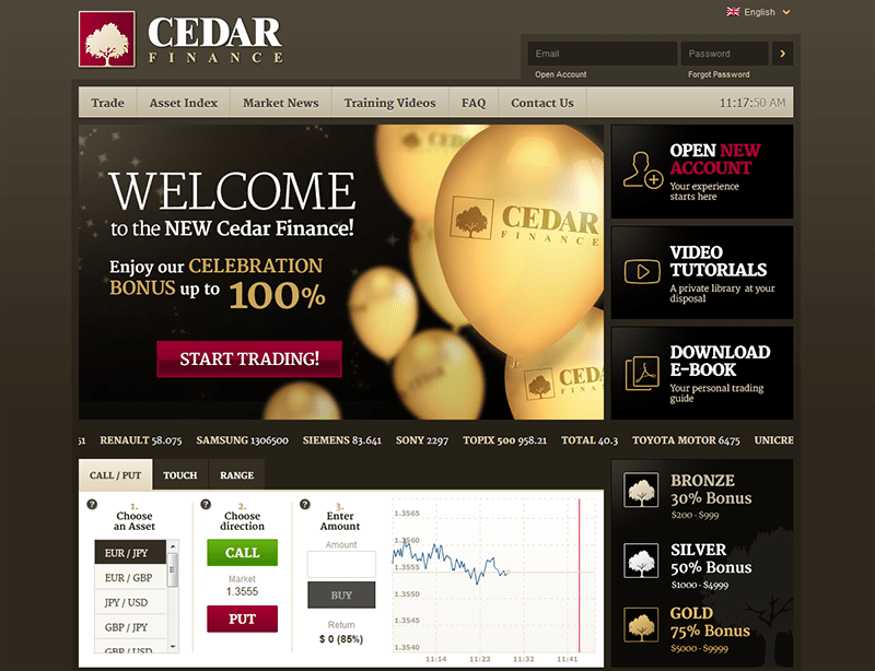 Cedar binary options review